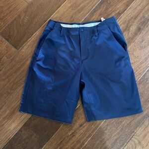 2 pair boys Under Armour navy blue golf shorts. Youth large, like new.
